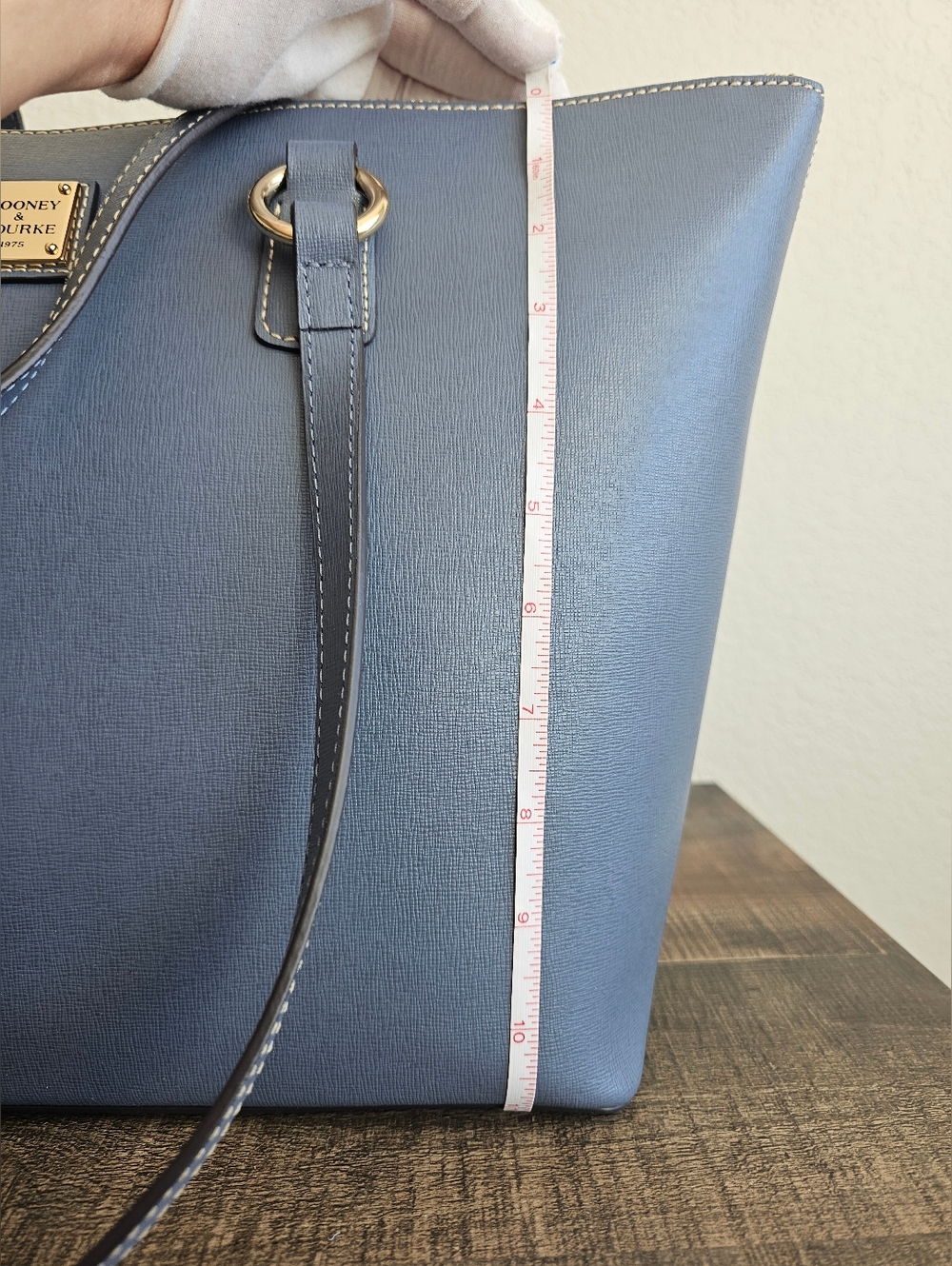 Dooney & Bourke Blue Saffiano-Style Tote with Gold Hardware - Picture 6 of 16